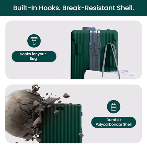 Image of Nobl Travel Zipperless Check In Suitcase - Aluminum Frame, Check In luggage 30.2x20x12 Airline Approved by Noble Travel - Unbreakable Polycarbonate Shell - TSA Locks 360 Spinner Wheels - Forest Green