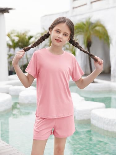Image of Girls Outfits Short Sleeve Tshirts and Shorts Set Summer Clothing