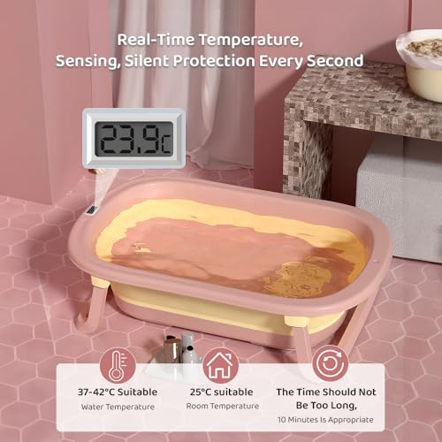 Image of StarAndDaisy Bath Tub for Baby 0-3 Years /Foldable Bath tub for Kids with Cushion & temerature Sensor, Space Saving Design, Newborn Baby Folding Bathing Tub Girls & Boys, Easy to Store -Pink