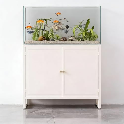 Meuble d'aquarium métallique compact 60x30cm blanc support robuste - 2