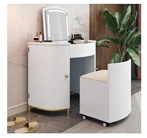 Kohinoor Decor Green Ply Engineered Plywood Merino Laminate Merino Laminate Makeup Vanity Expendable Dressing Table | Hettich/Ozone Hardware Dressing Table with Included Cabinet Mirror