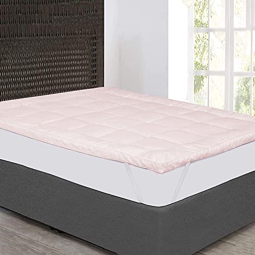 Image of 1200GSM Hollow Fibre Mattress Padding /Topper Pink forCalifornia King Size Bed-78 Inch X 84 Inch