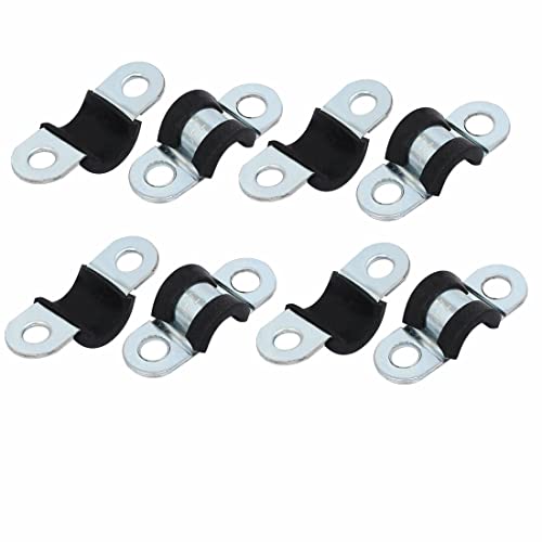 Tool parts M9 EPDM Rubber Lined U Shaped Pipe Tube Strap Clamps Clips Fasteners 8pcs
