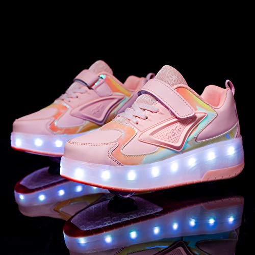 Image of HHSTS Kids Shoes - New Upgraded with Wheels LED Light Color Shoes Shiny Roller Skates Skate Shoes Simple Kids Gifts Boys Girls The Best Gift for Party Birthday Christmas Day