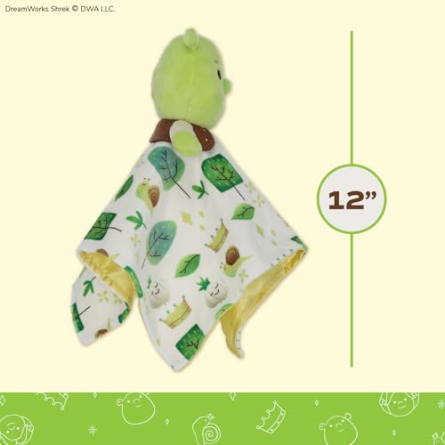 Image of Shrek Blanky - Plush Shrek Head with Embroidered Facial Details - Made with Super Soft & Snuggly Material & Satin Underlay - Perfect for Nap Time or Loveable Gift for Baby Boys & Girls (Pack of 12)