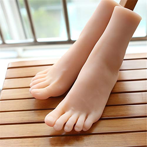 AFYH Pie Fetichismo Pies Falsos Modelo, Modelo de pies Femeninos Hechos por TPE Que se Muestran en los Puntos de acupuntura de los pies y el Calzado, 36A Tiene una Textura Clara,Left Foot