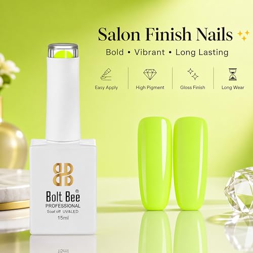 Image of Bolt Bee Lime Punch Color Gel Nail Polish Soak Off UV Gel 15ML DIY at Home Manicure Salon Nail Art
