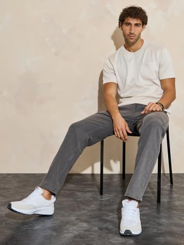 Image of Styli Men Solid Balloon Fit Jeans | Stretchable & Comfort, Mid-Rise Casual Denim Pants for Everyday Wear |Machine Washable