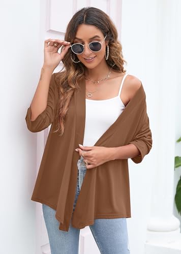 Image of Heymoments Women's Lightweight Open Front Cardigans 3 /4 Sleeve Casual Soft Drape Fall Cardigan S-2XL