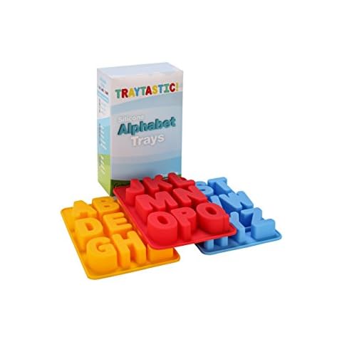 Traytastic! Silicone Letter Mold A-Z Alphabet - Large 1.5" Cavity - Wax Crayons, Resin, Candy, Chocolate, Crafting, Baking, Molding, Melting - Oven & Dishwasher Safe, BPA Free Cover