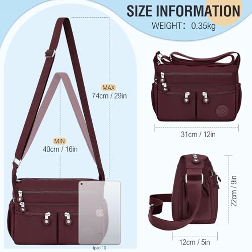 Image of Nylon Crossbody Bags for Women Waterproof Lightweight Large Travel Purses Multi-Pocket Pocketbooks Shoulder Bag