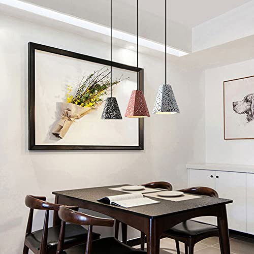 Luces colgantes de maceta de estilo cemento hechas con elegante terrazo gris 5