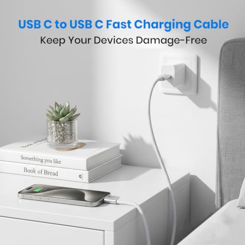 Image of Verilux 2Pcs PD 240W Type C Cable Fast Charging 6.6FT /2M, Nylon Braided C Type Charger Cable with 480Mbps Data Synch Support E Marker Chip for iPhone 17 /16 /15, Galaxy S26 /S25 /S24, Macbook, iPad