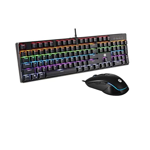 HP Combo Teclado + Mouse GM200 Preto teclado mecânico e Mouse com 6 botões e Design ergonômico e 8 padrões de iluminação para jogos 7JH32AA