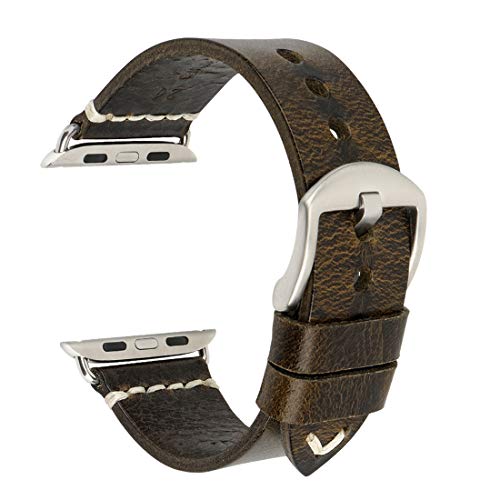 DITOU Replacement For Series 7/6/5/4 3 2 1 Genuine Vintage Oil Wax Leather Strap Compatible with 45mm 41mm 44mm 42mm 40mm 38mm New Retro Leather Watch Band