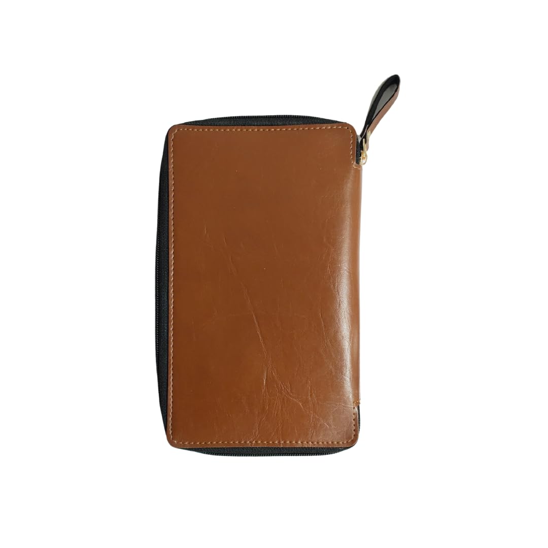 Travel Passport Wallet Cover for Men and Women | Passport Cover with Zip Around Closure Made of PU Based | Passport Holder with Credit Debit Card Slots (Light Brown)-image-30