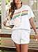 Womens 2 Piece Short Sets Summer Outfits Rainbow Stripes Shirts 2025 Two Piece Lounge Set Matching Shorts