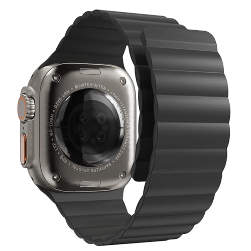 SINGEAR Wide Magnetic Silicone Band Compatible with Apple Watch 49 46 45 44 42 41 40 38mm Bands for Women Men, Sport Strap Strong Magnet Wristband for iWatch Ultra 1/2 Series 10 9 8 7 6 5 4 3 1 SE — view 2
