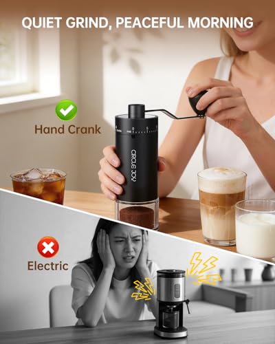 Image of CIRCLE JOY Mini Manual Coffee Grinder with 40 External Adjustable Settings and Ceramic Conical Burr, Portable Stainless Steel Hand Coffee Grinder for Home and Travel
