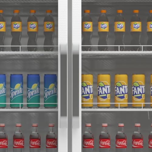 Image of Garvee 25.3 Cu.Ft Beverage Refrigerator, 2 Glass Door Commercial Fridge | with Light Box, Large Freestanding Drink Cooler for Restaurant and Store, White