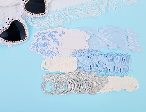 Image of 200psc Last Toast on the Coast Confetti - Last Toast Bachelorette Party Decorations, Ocean Bridal Shower Confetti, Beach and Coastal Bachelorette Party Decor, Shimmery Seashell and Ring Confeti