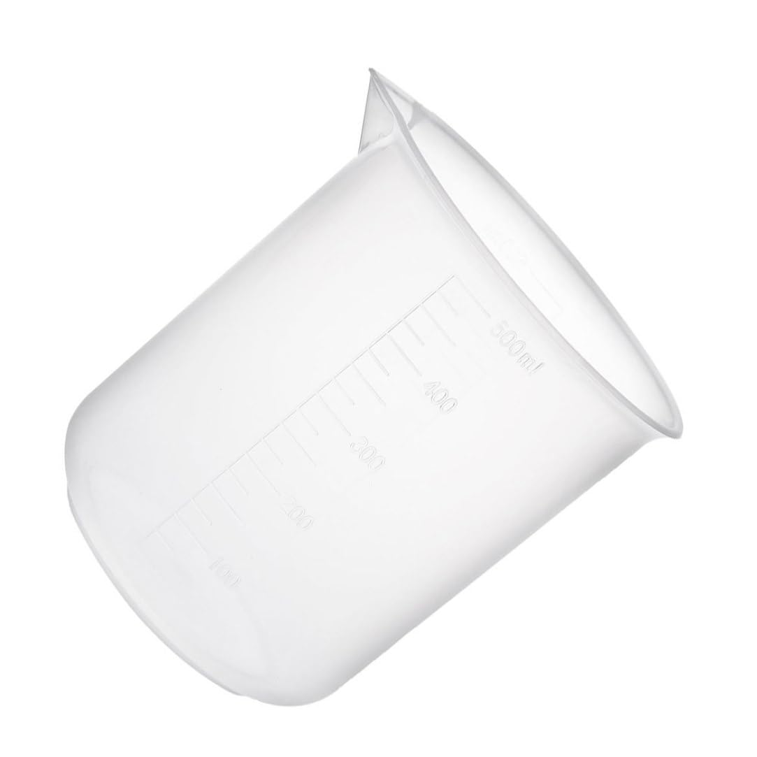 Vaso de plástico transparente de 500 ml, taza medidora graduada para laboratorio y cocina, diseño sin mango, perfecto para experimentos científicos y medición de líquidos