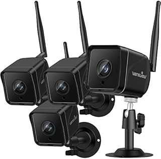 Security Camera Outdoor , Wansview 1080P Wired WiFi IP66 Waterproof Surveillance Home Camera with Motion Detection, 2-Way Audio, Night Vision,SD Card Storage and Works with Alexa W6-4PACK (Black)