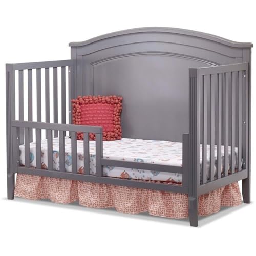 Pemberly Row Contemporary Wood Round Top Panel Crib in Gray Finish