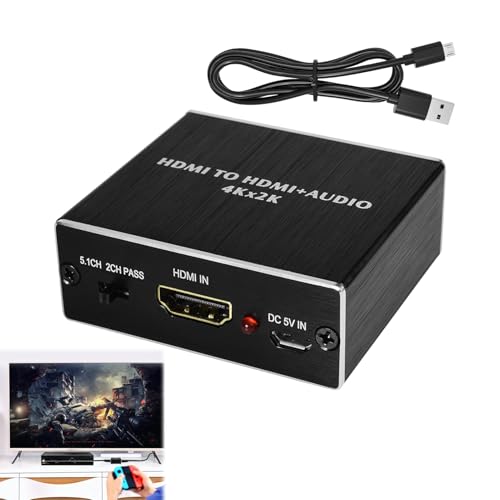Huybaa HDM1 Audio Extractor, 4K x 2K HDM1 Audio Adaptador Convertidor, HDM1 a Óptical SPDIF Toslink Salida de 3.5mm Audio Adaptador de Vídeo Splitter, Audio Adaptador Divisor