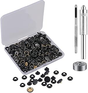 Press Studs Cap Button, MSDADA Stainless Steel Snap Fasteners Kit with Hand Fixing Tools, Instant Metal Buttons No-Sew Clips Snap for Bags, Jeans, Clothes, Fabric, Leather Craft (Silver, 10)