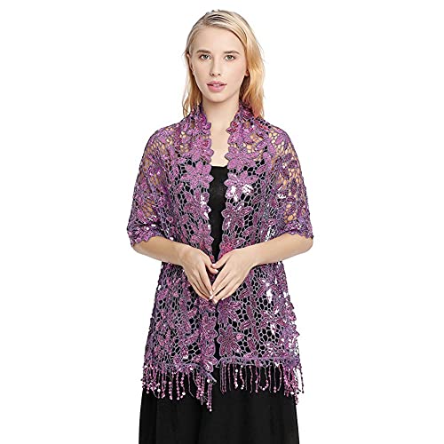 Shiny Sequin Tassel Shawl Wrap Dinner Party Shawl Evening Dress Scarf