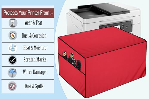Image of The Furnishing Tree Polyester Waterproof & Dustproof Printer Cover - Compatible with Auto Duplex Laser Brother DCP-L2640DW Printers, Red , Dimensions in DxWxH - ( 40x42x26 CM)