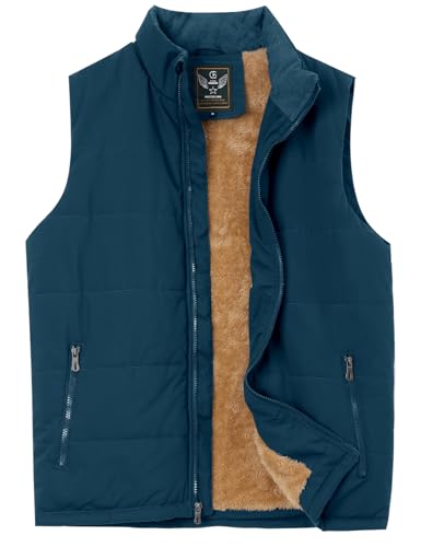Image of Flygo Men's Winter Warm Outdoor Padded Puffer Vest Thick Fleece Lined Sleeveless Jacket