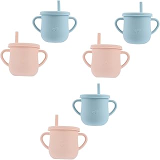 Totority 6 Peças Copo De Canudo De Silicone Com Canudo Copos De Canudo Copo De Treinamento De Silicone Garrafas De Plástico Para Crianças Copo Com Canudo De Plástico Copo Para Beber Copo