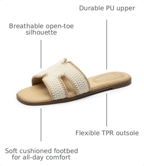 Image of Rihero Flat Sandals Women Dressy Comfortable Slip On Leather Slide Sandals