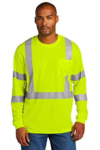 Cornerstone ANSI 107 Class 3 Mesh Long Sleeve Tee | Reflective Work Shirt for Men & Women, High Visibility Clothing for Construction Safety Yellow