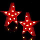 Tarpop 2 Pcs Star Plastic Night Light Battery Operated LED Marquee Light Star Sign Room Wall Lamp for Movie Night Supplies Carpet Party Decorations Christmas Theater(Red)