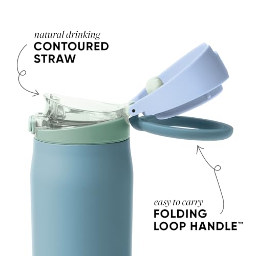 Image of Simple Modern Water Bottle with Straw & Handle | 30oz | Blue | Mesa Loop Insulated Water Bottle for School, Sports, Travel | Leak Proof, Stainless Steel | Glacier Bay