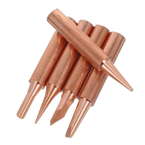SOLUSTRE Replacement Soldering Iron Tips Kit 5pcs Copper Soldering Tips for Soldering Supplies