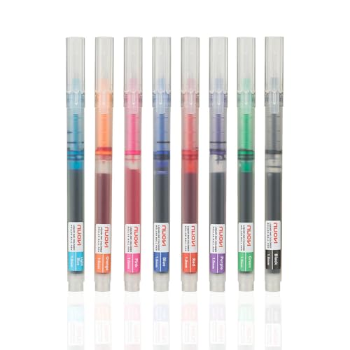 Image of Harmony Hue Liquid Ink Rollerball Pens | 1.0mm Bold Tip Transparent Body Design | Quick Dry, Anti-Smudge Ink and Smooth Ink Flow | Ideal for Coloring, Drawing & Mandala (Multicolor, Set of 8)