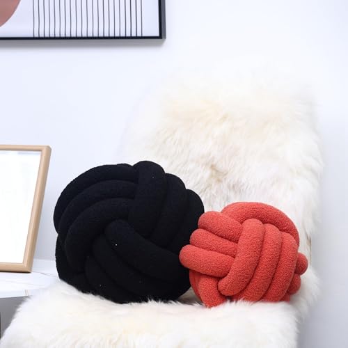 Petrella Knot Pillow Throw Pillows Ball Round Throw Pillows Home Decor Cushion Decorative Aesthetic Black 8inch
