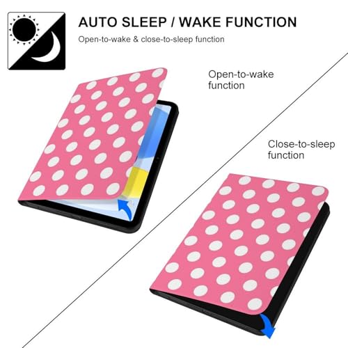 Coque iPad 10e génération antichoc fine rose à pois avec support - 3