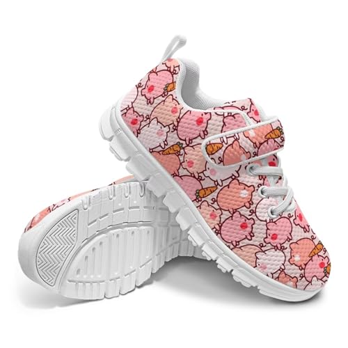 Forchrinse Pink Cherry Blossom Little Girls Sneakers Kids Running Sneakers Breathable Mesh Barefoot Athletic Shoes for Toddler Lightweight with One Strap2