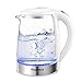 Topwit Electric Kettle Glass Hot Water Kettle, 2 Liter Cordless Electric Tea Kettle, Stainless Steel Inner Lid and Bottom, Fast Heating with Auto Shut-Off and Boil Dry Protection, White