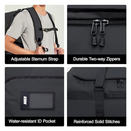 MIER Water Resistant Backpack Duffle Heavy Duty Convertible Duffle Bag with Backpack Straps for Gym, Sports, Travel4