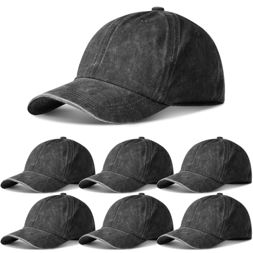 Image of Geyoga 7 Pieces Unisex Vintage Washed Distressed Baseball Hat Baseball Cap for Dad Twill Adjustable Hat
