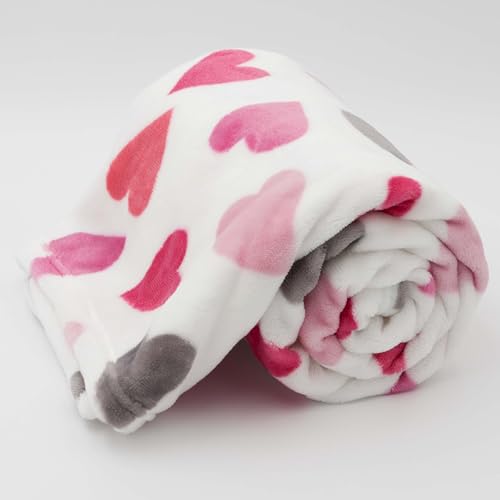 Image of Flannel Toddler Blanket - 50 inchx40 inch Soft Kids Throw for Boys & Girls - Perfect for Naptime, Travel & Bedding (Plush Heart)