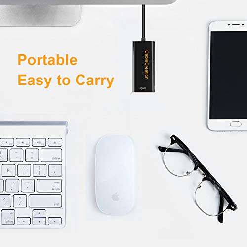 Adaptador CableCreation USB C para Ethernet, adaptador de rede portátil em alumínio RJ45 para USB C