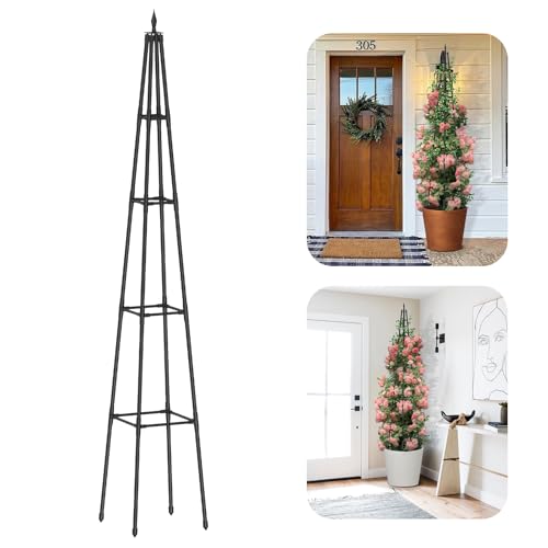 Obelisk Trellis for Climbing Plants Outdoor,6 Ft Garden Trellis for Potted Plants, Metal Trellis with Anti-Rust Coated for Potted Plants Indoor, Plant Support for Vegetables, Vines