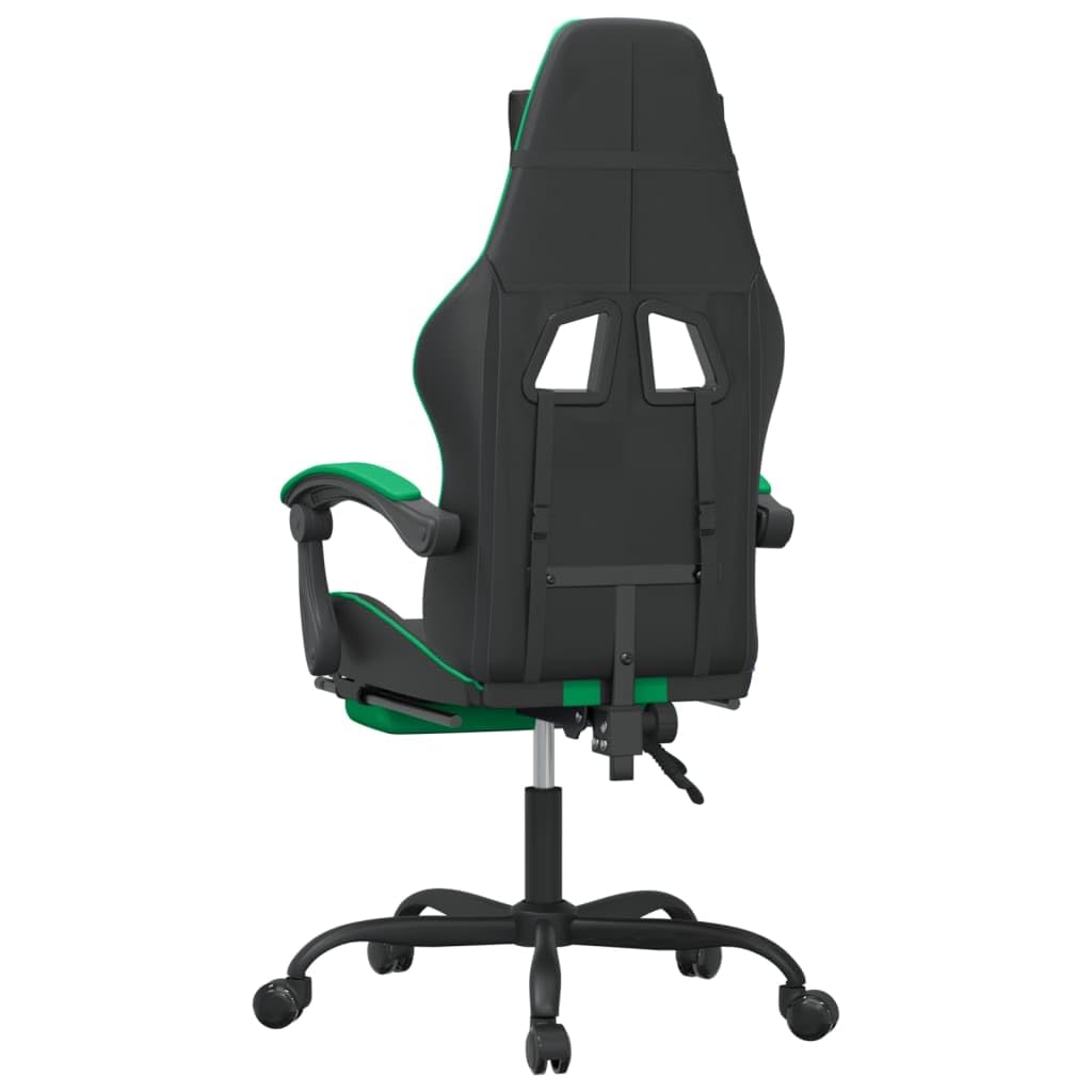 Sedia da gaming con poggiapiedi e schienale regolabile, in ecopelle, nera, verde, sedia girevole ergonomica con braccioli e supporto lombare, per ufficio e giochi